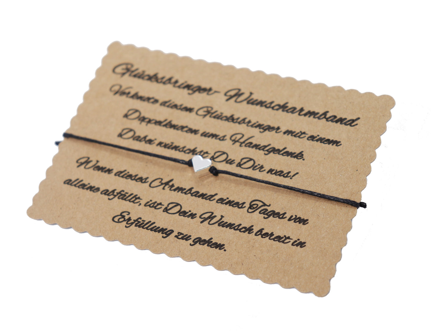 boasicea Wunscharmband Glücksbringer mit Herz - Schwarz