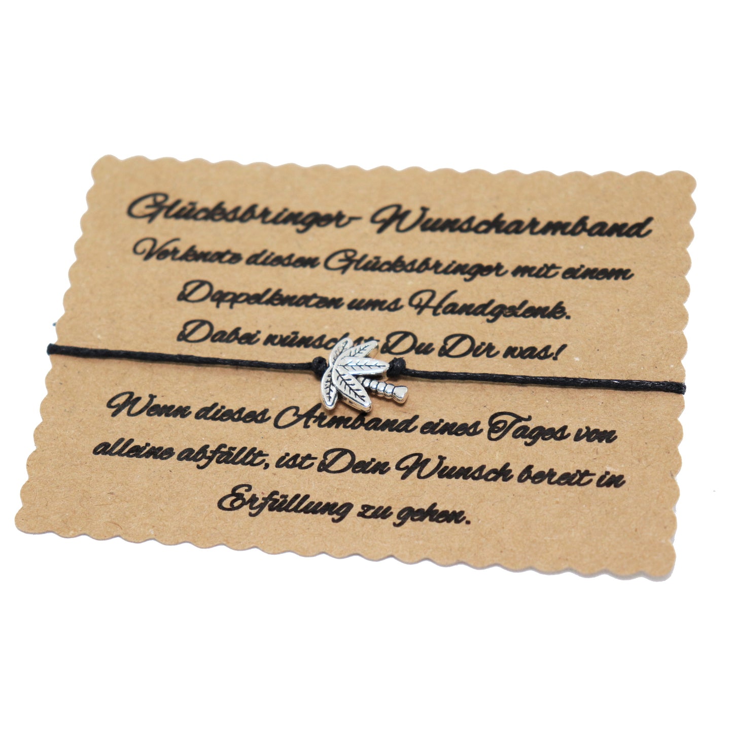 boasicea Wunscharmband Glücksbringer mit Palme - Schwarz