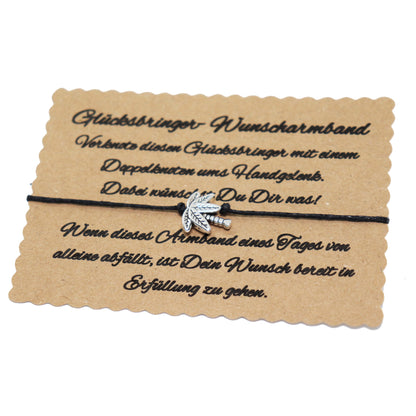 boasicea Wunscharmband Glücksbringer mit Palme - Schwarz