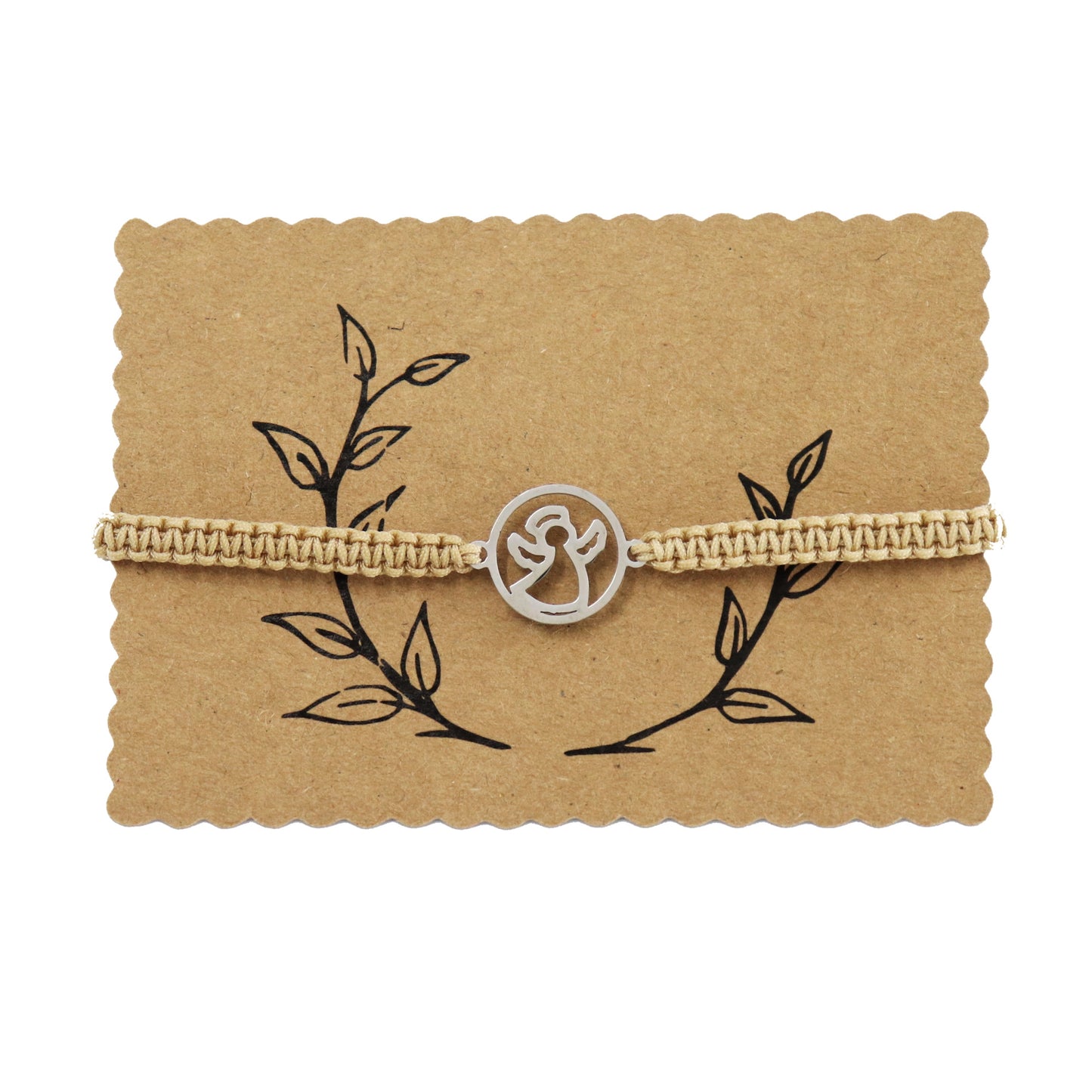 Engel Makramee Armband Beige Schutzengel verstellbar