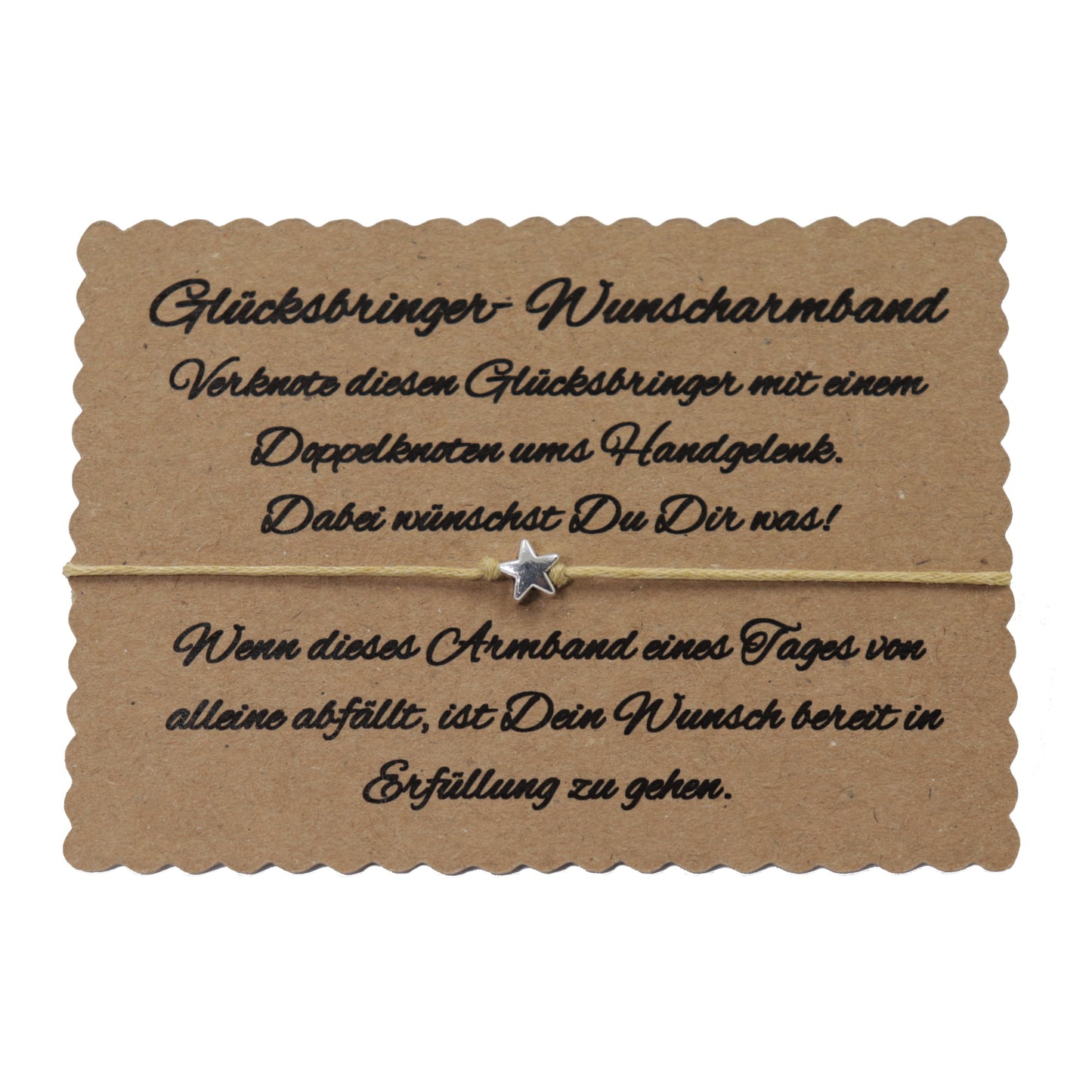 boasicea Wunscharmband Glücksbringer mit Stern - Beige