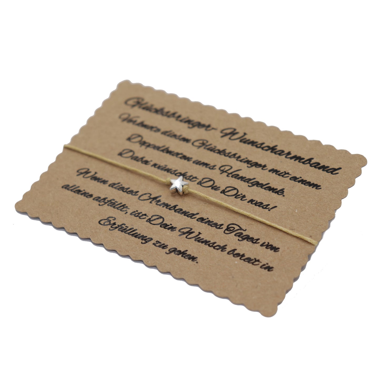 boasicea Wunscharmband Glücksbringer mit Stern - Beige