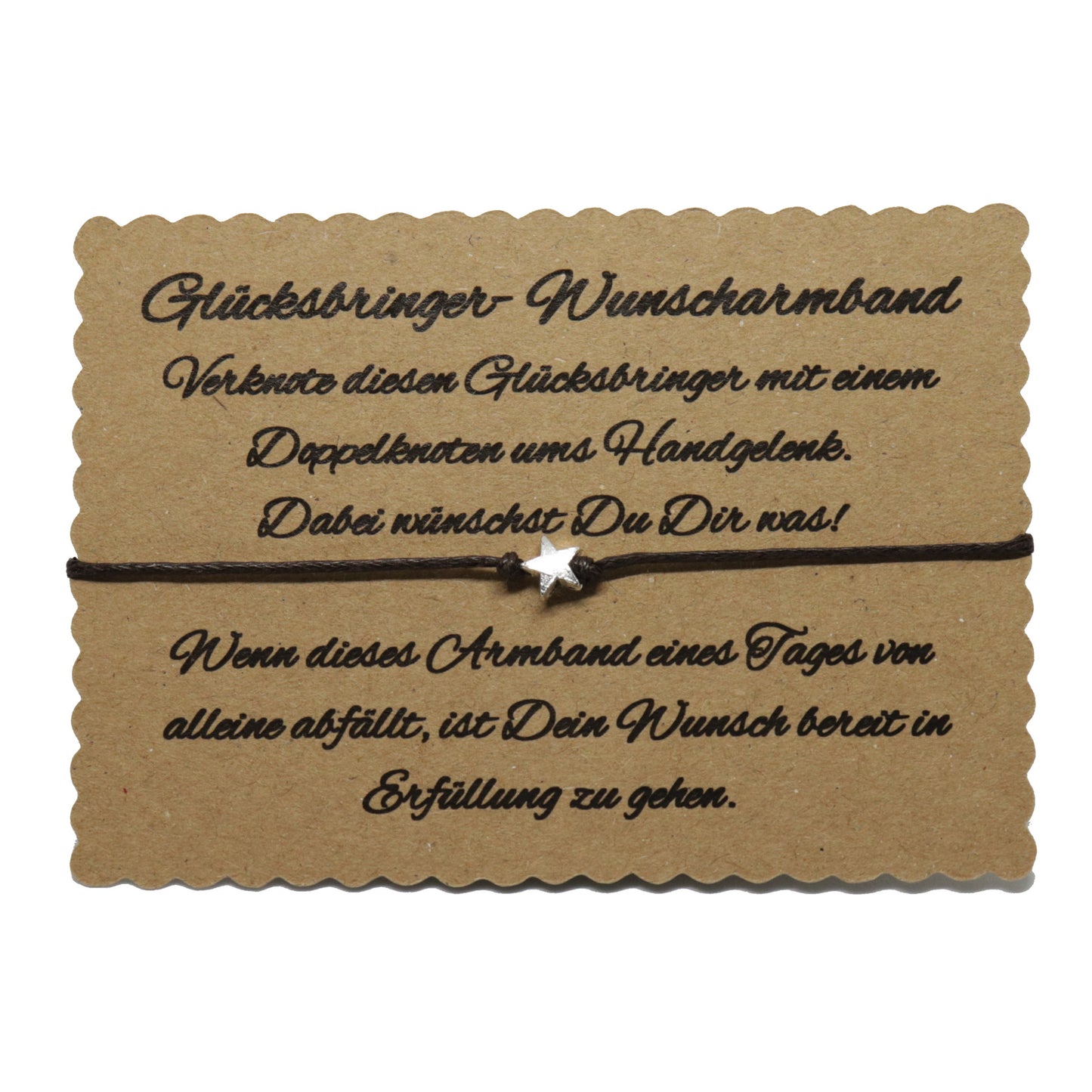 boasicea Wunscharmband Glücksbringer mit Stern - Dunkelbraun