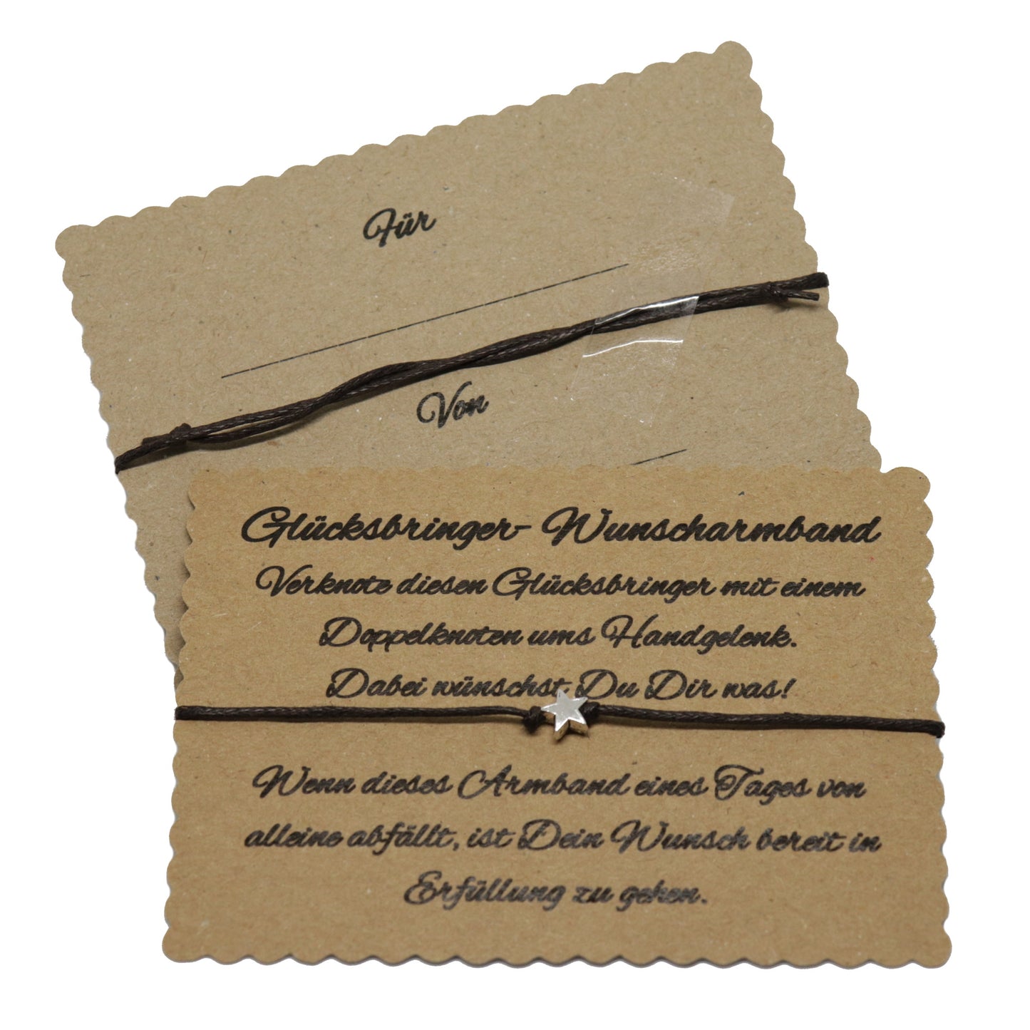 boasicea Wunscharmband Glücksbringer mit Stern - Dunkelbraun
