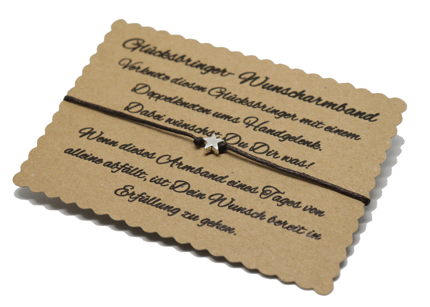 boasicea Wunscharmband Glücksbringer mit Stern - Dunkelbraun