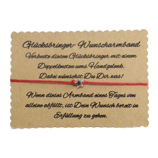 Wunscharmband mit Stern Baumwolle Rot