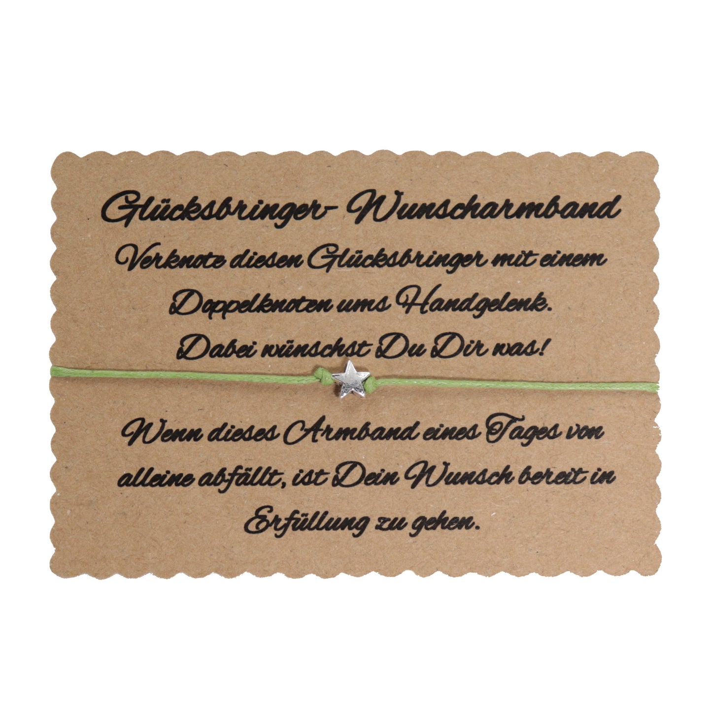 boasicea Wunscharmband Glücksbringer mit Stern - Olivgrün