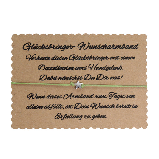 boasicea Wunscharmband Glücksbringer mit Stern - Olivgrün